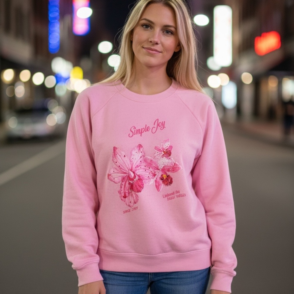 Pink Floral Graphic Sweatshirt